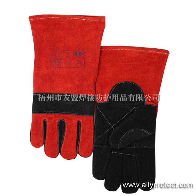 AP-0505 黑色配紅色牛二層皮高檔燒焊手套